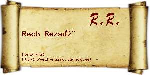 Rech Rezső névjegykártya